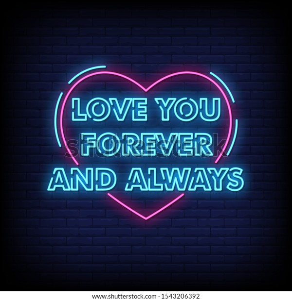 Loveyou Forever Always Neon Signs Style Stock Vector (Royalty Free ...