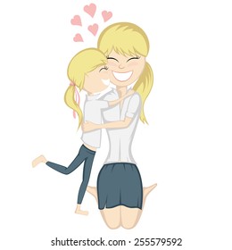 Lovin' mommy collection - A cute blonde girl hugs her blonde mother with love.