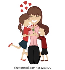 Lovin' mommy collection - A cute brunette girl and boy surprise their mom.