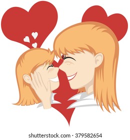 Lovin' mommy collection - A cute ginger girl and ginger mother's faces (mother caresses with hearts in background).