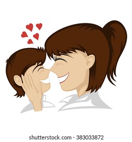 Lovin' mommy collection - A little brunette boy and brunette mother's faces (mother caresses).