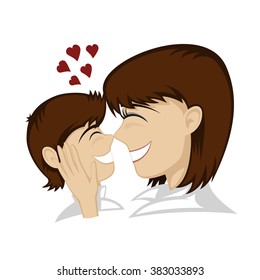 Lovin' mommy collection - A little brunette boy and brunette mother's faces (mother caresses).