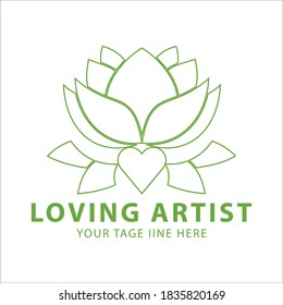 Loving Artist Logo design vector template. Happy Valentines Day concept. Infinity Love Logotype icon.