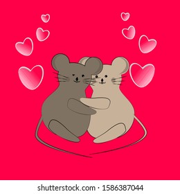 loving bears hugging on a red background with hearts verktor