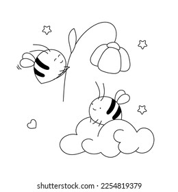 
Abejas amorosas en el cielo. Ilustración vectorial.