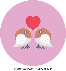 loving birds vector flat colour icon