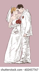 loving bride and groom