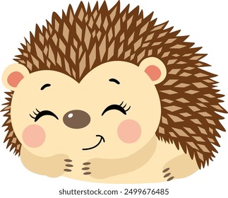 Loving brown hedgehog lying down