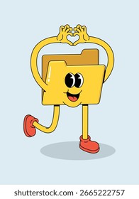 Loving Cartoon Folder Character Making a Heart Shape with Hands Representing Love and Care