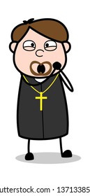Loving - Cartoon Priest Religious Vector Illustration