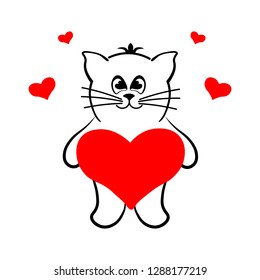 
A loving cat with a heart. Vector