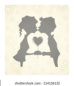 loving children with heart vector illustration