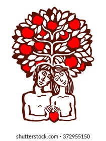 loving couple apple tree, Genealogical family tree, health, relationships, psychology