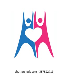 loving couple - color icons for web and mobile design. colored shapes on a white background
