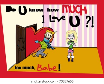 Loving couple, comics image congratulation