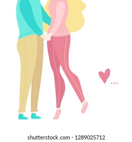 Loving couple concept. Young couple kissing. Vector flat cartoon illustration.