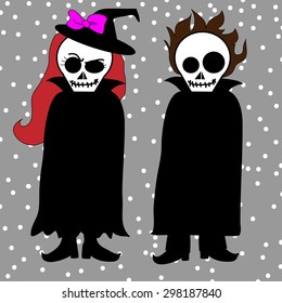 Loving couple with Death is a skeleton