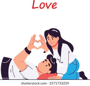 Loving Couple Forming a Heart Shape with Hands