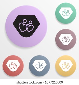 Loving couple with heart badge color set icon. Simple glyph, flat vector of valentine's day- wedding icons for ui and ux, website or mobile application