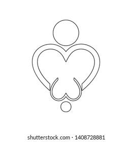 loving couple with heart icon. Element of valentine's day, wedding for mobile concept and web apps icon. Outline, thin line icon for website design and development, app development