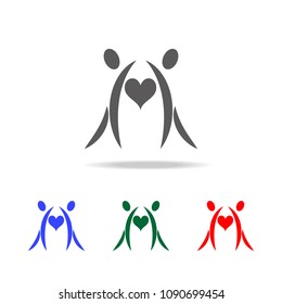 loving couple with heart icon. Elements of Valentine's Day in multi colored icons. Premium quality graphic design icon. Simple icon for websites, web design, mobile app on white background