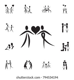 loving couple with heart icon. Set of Valentine's Day elements icon. Photo camera quality graphic design collection icons for websites, web design, mobile app on white background