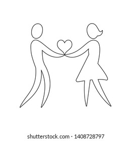 a loving couple holds a heart icon. Element of valentine's day, wedding for mobile concept and web apps icon. Outline, thin line icon for website design and development, app 