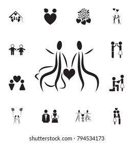 a loving couple holds a heart icon. Set of Valentine's Day elements icon. Photo camera quality graphic design collection icons for websites, web design, mobile app on white background