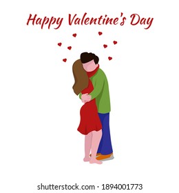 Loving couple hugging. Happy Valentine's Day. Valentine's Day card.The guy hugs the girl.