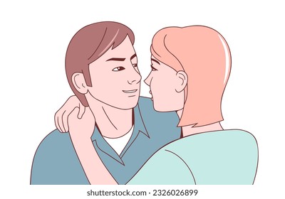 Una pareja amorosa abrazándose y mirándose los ojos. La intimidad, las citas y el concepto de amor romántico.
