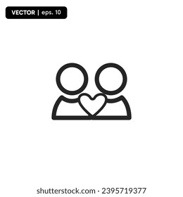 Loving couple icon thin line for web and mobile, modern minimalistic flat design. Vector dark grey icon on light grey background.