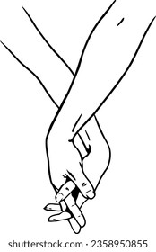 Loving couple intertwined holding hands vector illustration