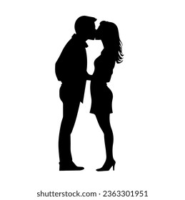 Loving couple are kissing. Kissing couple, couple are kissing. Couple loving people silhouettes