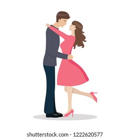 Loving couple are kissing. Vector illustration