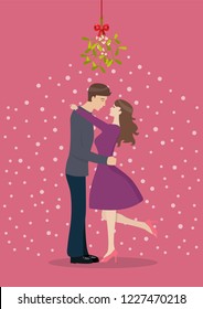 Loving couple are kissing. Vector illustration