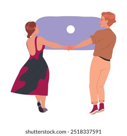 Loving Couple of Man and Woman Character Together Vector Illustration