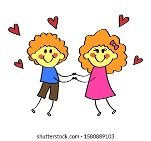 Loving couple on a white background. Vector illustration.