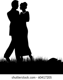 a loving couple on a white background