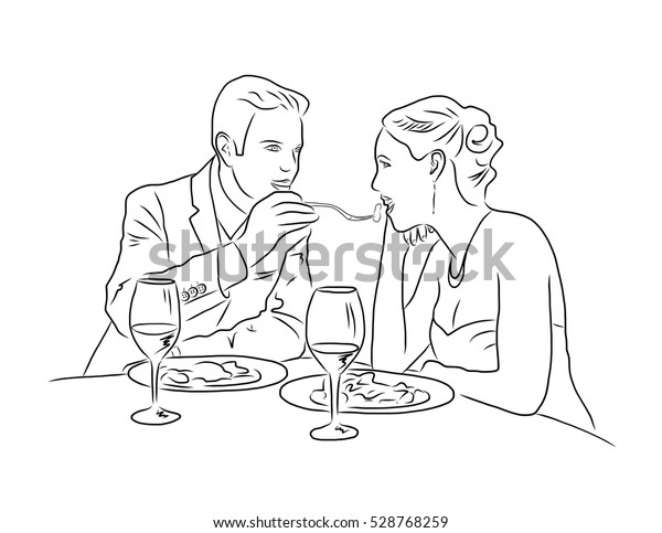 Loving Couple Restaurant Stock Vector (Royalty Free) 528768259