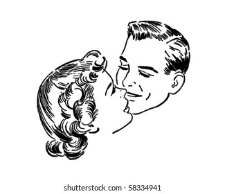 Loving Couple - Retro Clip Art