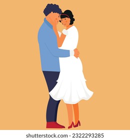  Loving couple in retro style.