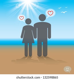 loving couple at the seaside. vector illustration. Eps10