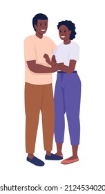 Loving couple semi flat color vector characters. Standing figures. Full body people on white. Smiling and happy pair simple cartoon style illustration for web graphic design and animation