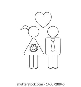 loving couple in the shape of hearts icon. Element of valentine's day, wedding for mobile concept and web apps icon. Outline, thin line icon for website design and development