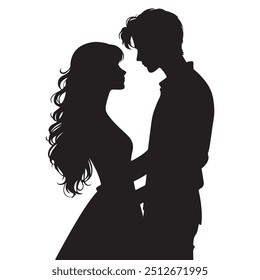 A loving couple silhouette vector