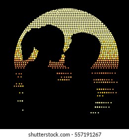 Loving couple at sunset