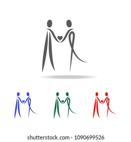 loving couple supports the heart icon. Elements of Valentine's Day in multi colored icons. Premium quality graphic design icon. Simple icon for websites, web design, mobile app on white background