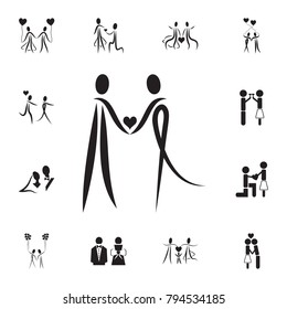 loving couple supports the heart icon. Set of Valentine's Day elements icon. Photo camera quality graphic design collection icons for websites, web design, mobile app on white background