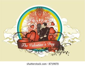 loving couple ,valentine card design,floral ornaments