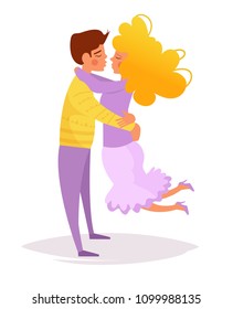 Loving couple Vector. Cartoon. Isolated art on white background. Flat